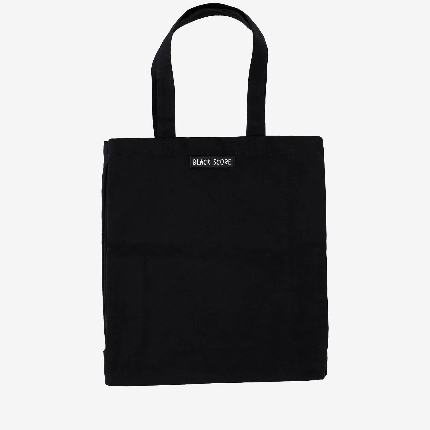 Black Score Cotton Shopping väska med tryck