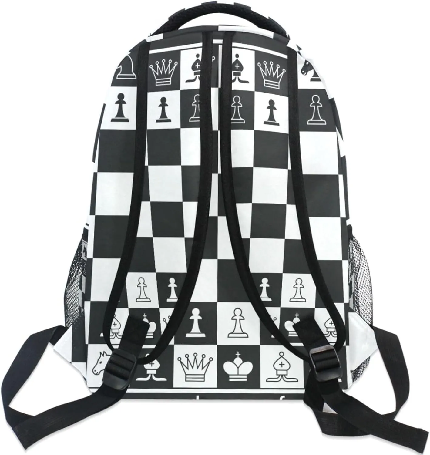 Black White Chess Board Backpack Plaid Bookbag Daypack Travel Hiking Camping School Laptop Bag