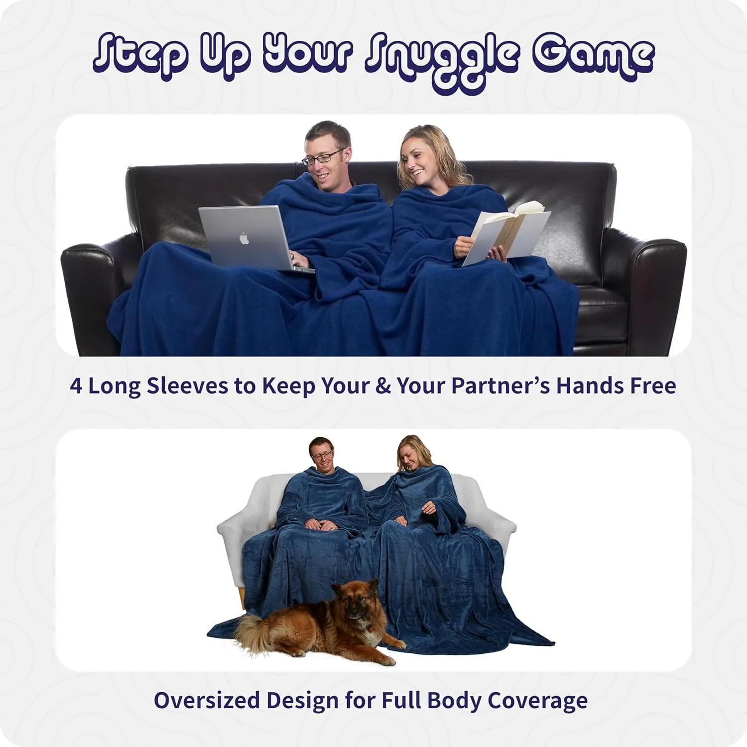 Blanket with Sleeves for 2 Adults - The Siamese Micro Fleece Wearable Blanket Robe for Women & Men - Lightweight