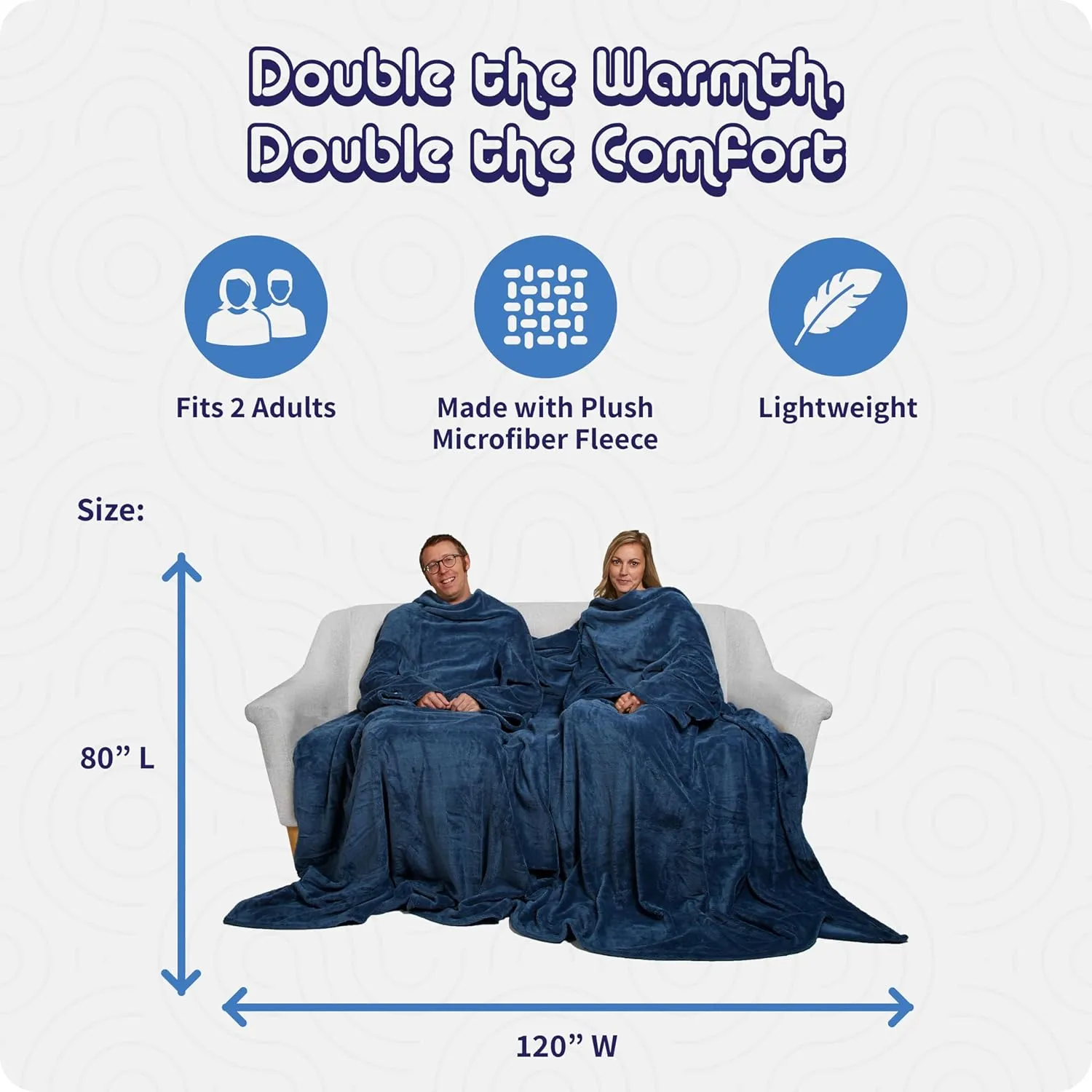 Blanket with Sleeves for 2 Adults - The Siamese Micro Fleece Wearable Blanket Robe for Women & Men - Lightweight