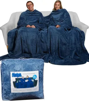 Blanket with Sleeves for 2 Adults - The Siamese Micro Fleece Wearable Blanket Robe for Women & Men - Lightweight