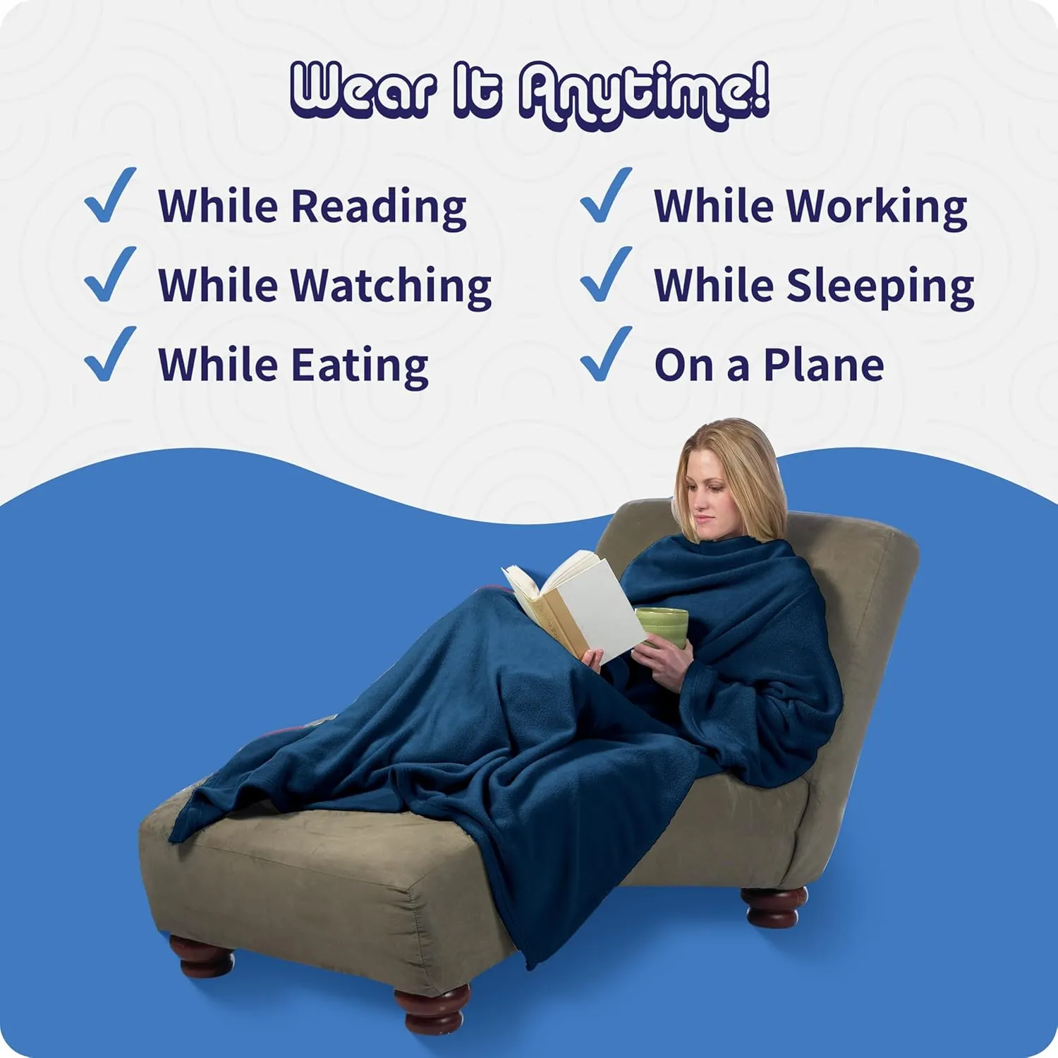 Blanket with Sleeves - The Ultimate for Women & Men - Adults’ Blanket with Foot Pocket & Hand Pocket
