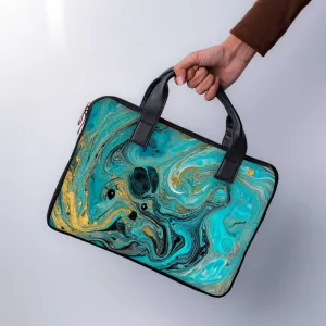 Blue Gold Laptop Sleeve With Handle