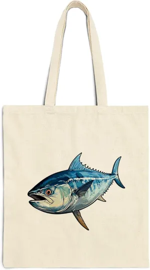 Bluefin Tuna Cotton Tote Bag for Women Men Casual Tote Bag Cloth Canvas Shopping Bags with Handles Cute Bags Everyday Use 15" x 16" Aesthetic Gift ID44997