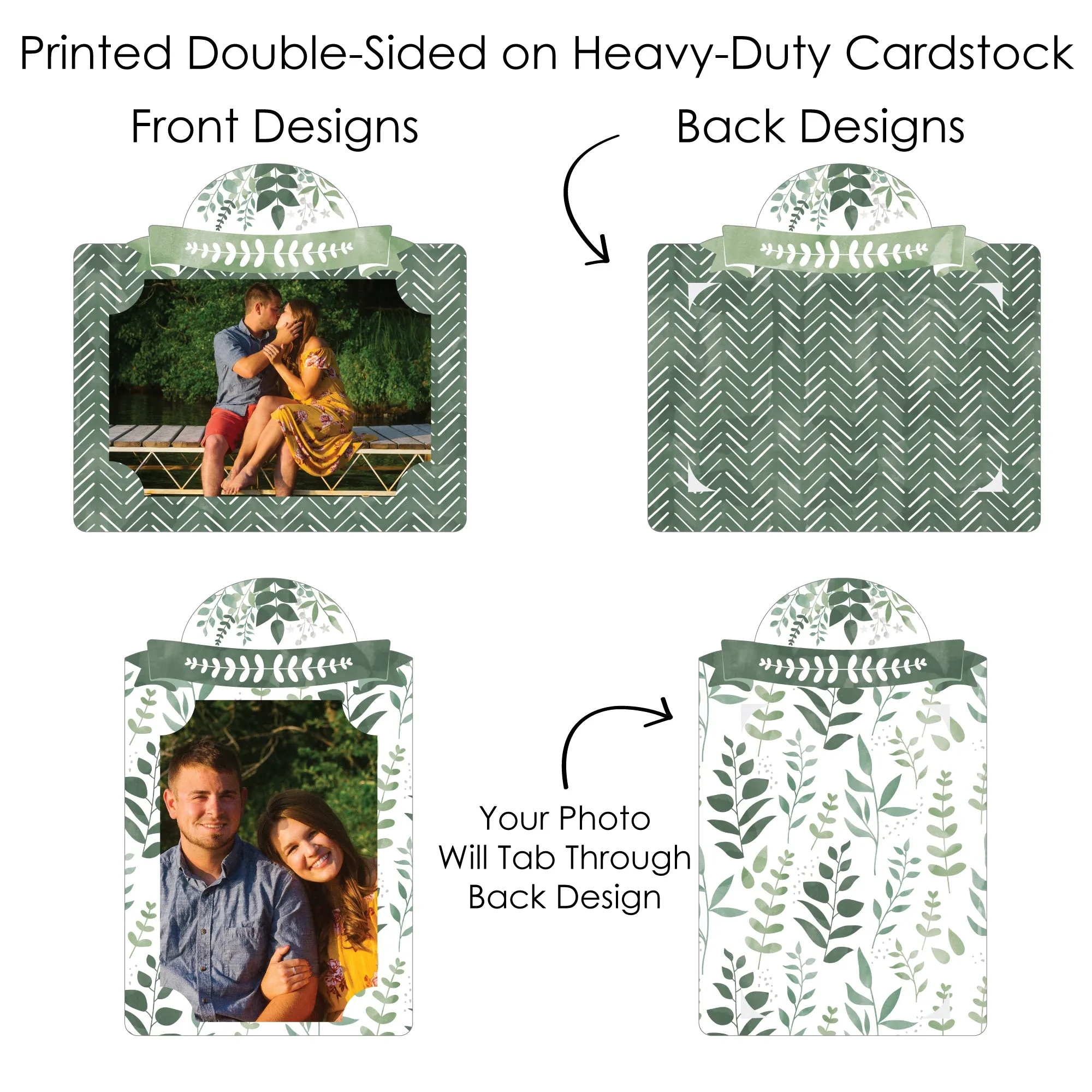 Boho Botanical - Greenery Party Picture Centerpiece Sticks - Photo Table Toppers - 15 Pieces