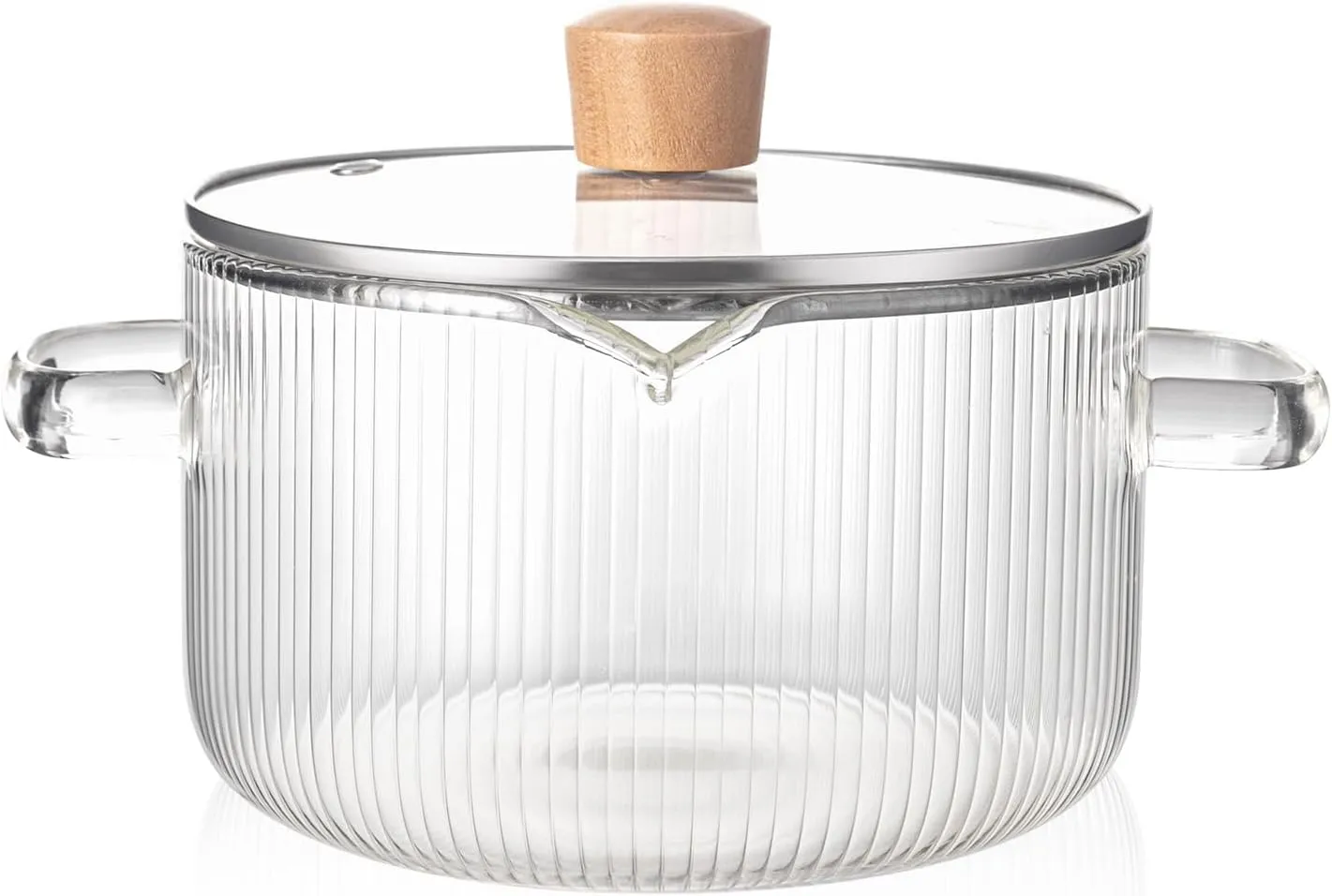 Borosilicate Glass Simmer Pot with Lid - 1.8L (60oz), Heat Resistant Cooking Pot, Safe for Soup, Noodle, Baby Food