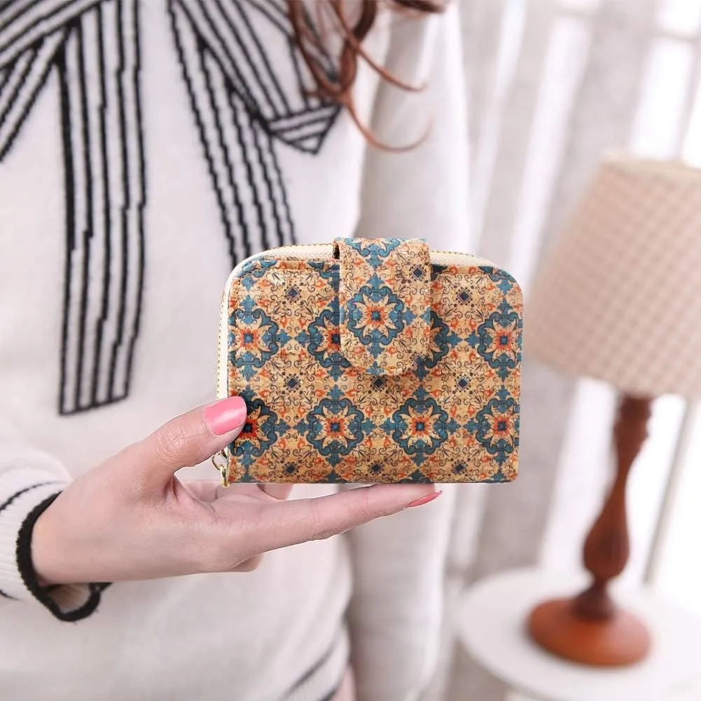boshiho Vegan Cork Wallet, Women’s Purse Slim Zipper Design with Card Holder Coin Pocket Purse Eco-friendly Vegan Gift