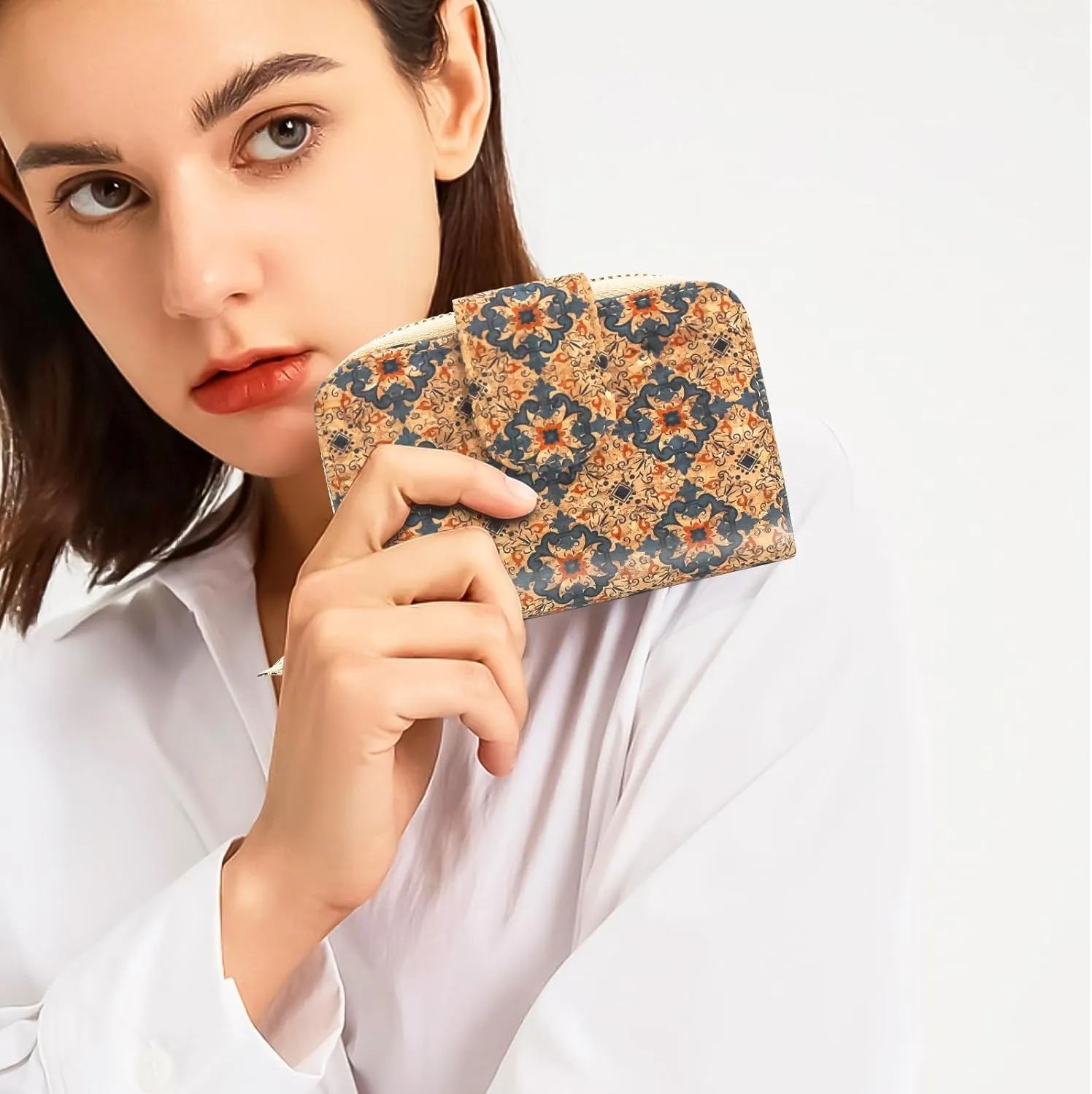 boshiho Vegan Cork Wallet, Women’s Purse Slim Zipper Design with Card Holder Coin Pocket Purse Eco-friendly Vegan Gift