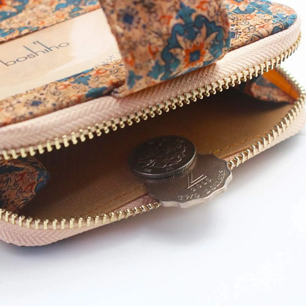 boshiho Vegan Cork Wallet, Women’s Purse Slim Zipper Design with Card Holder Coin Pocket Purse Eco-friendly Vegan Gift