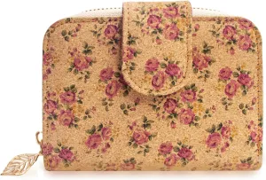 boshiho Vegan Cork Wallet, Women’s Purse Slim Zipper Design with Card Holder Coin Pocket Purse Eco-friendly Vegan Gift