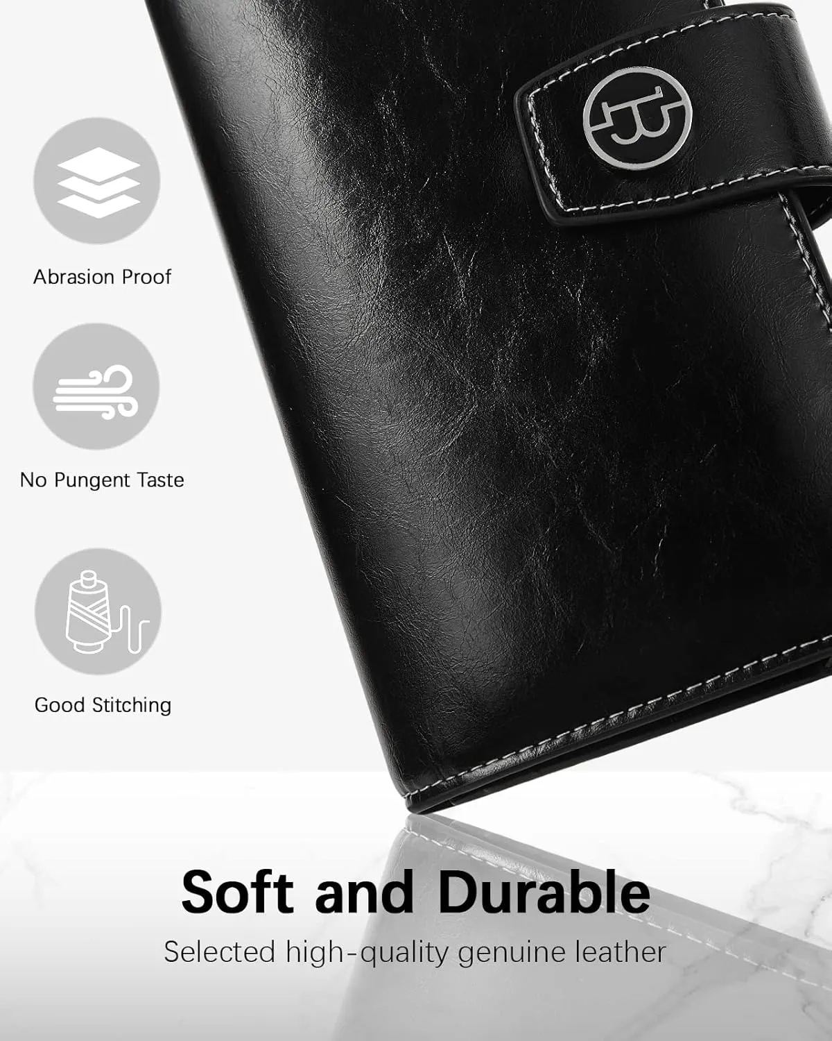 BOSTANTEN Leather Wallets for Women Large Capacity RFID Blocking Card Holder Ladies Purse with Zipper Pocket Black