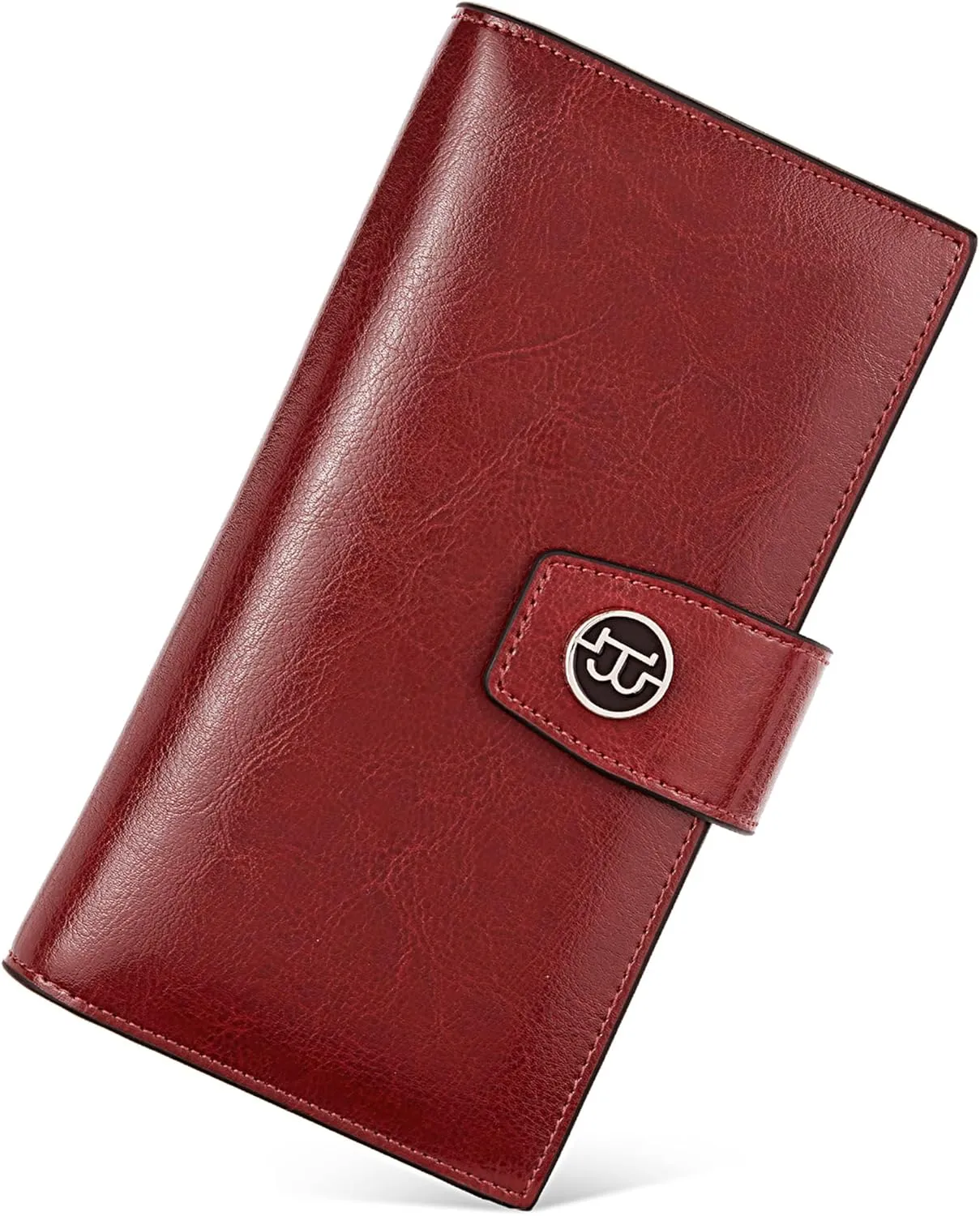 BOSTANTEN Womens Wallet Genuine Leather Wallets Large Capacity Cash Cluth Purse with Zipper Pocket Wine Red