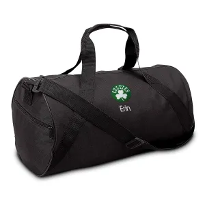 Boston Celtics Personalized Duffel Bags for Kids - Official NBA Logo Embroidery, Removable Shoulder Strap, Polyester, 19” x 14” (Black, Clover)