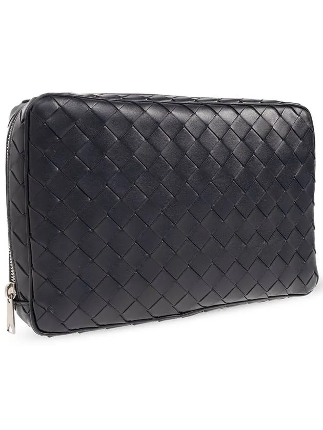 Bottega Veneta Bottega Veneta Leather Handbag, Men's, Navy Blue