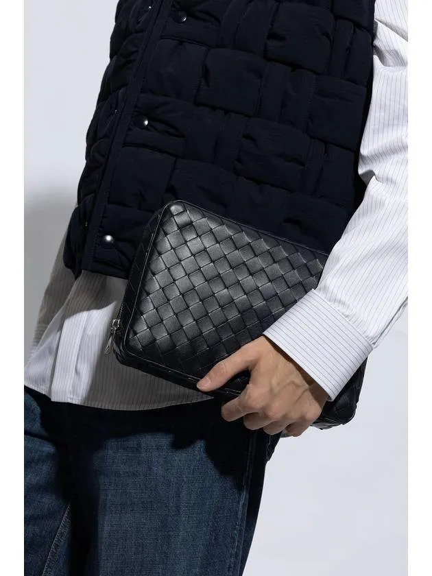 Bottega Veneta Bottega Veneta Leather Handbag, Men's, Navy Blue