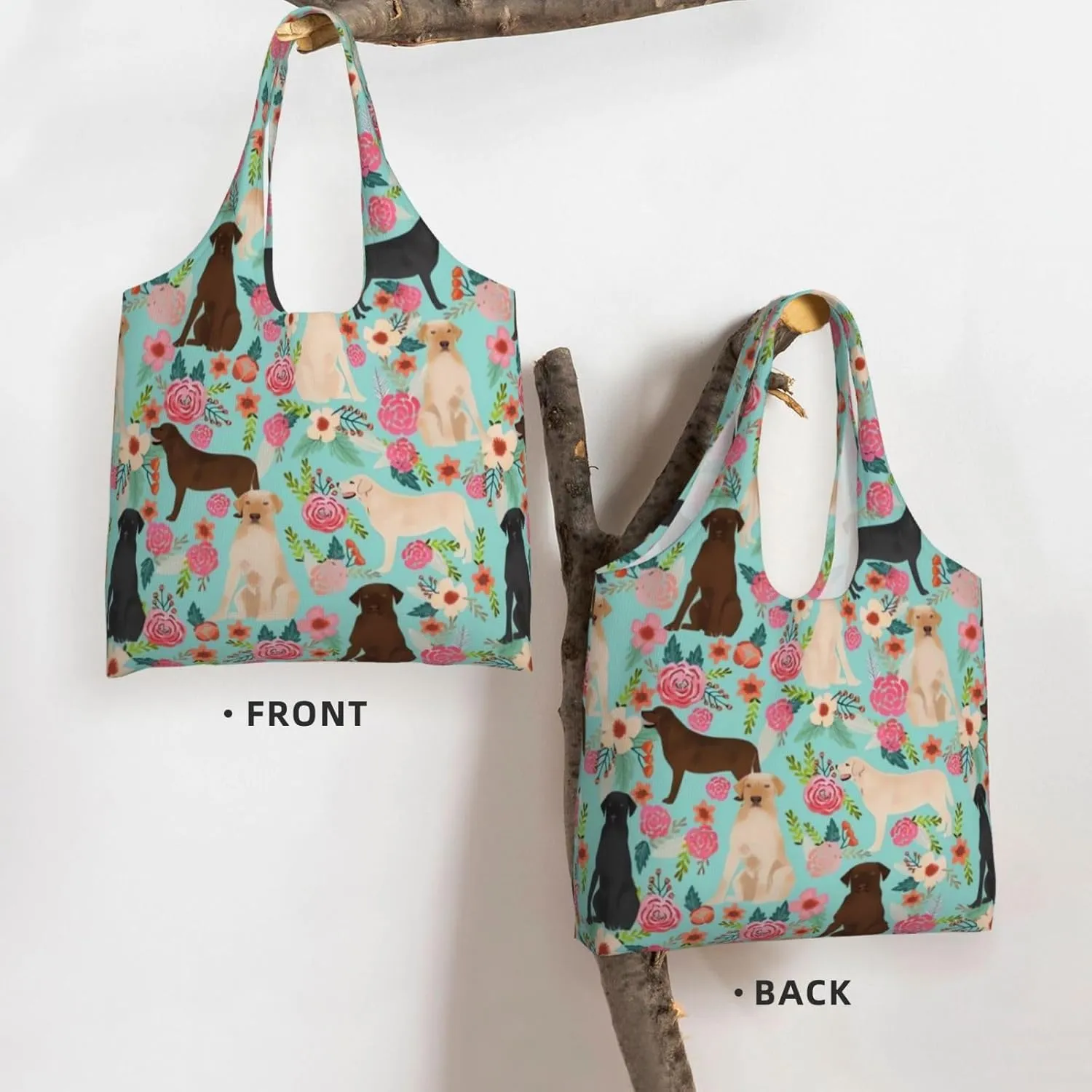 Boxer Dogs Rose Flower Floral Canvas Tote Bags For Grocery Shopping Reusable Cloth Bags Soft Shoulder Bag