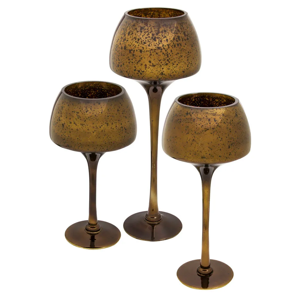 Bronze Candle Holders, Set of 3,8chg124