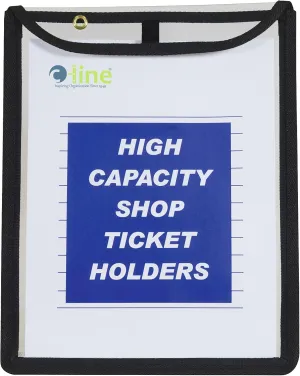 C-Line High Capacity Stitched Shop Ticket Holders, Gusseted with Flap Closure, Both Sides Clear, 9 x 12 x 1, Black, 15 per Box (39912)