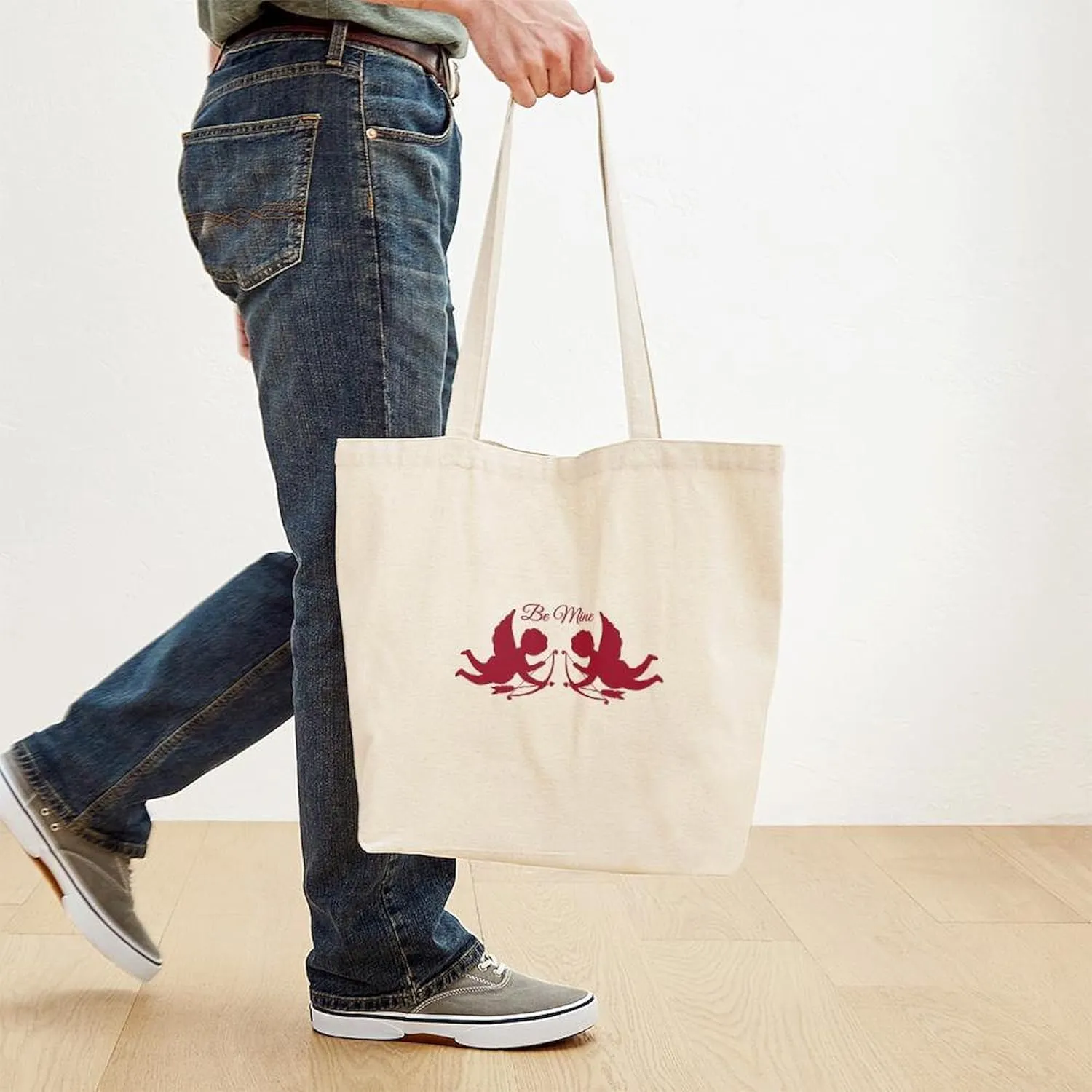 CafePress Be Mine Cupids Tote Bag Reusable Natural Beige Canvas Shopping Bag
