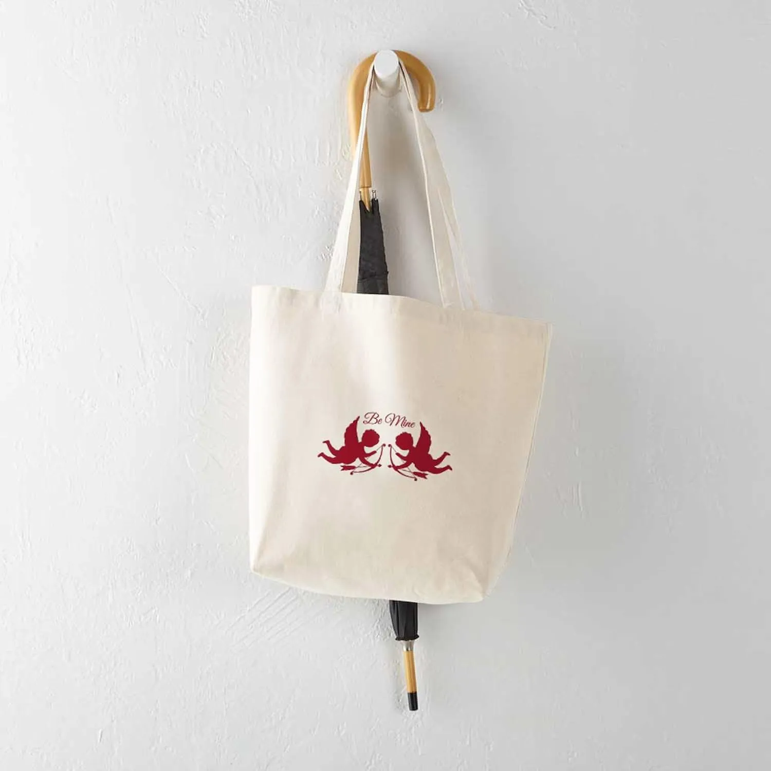 CafePress Be Mine Cupids Tote Bag Reusable Natural Beige Canvas Shopping Bag