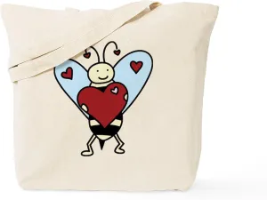 CafePress Bee Mine Love Tote Bag Reusable Natural Beige Canvas Shopping Bag