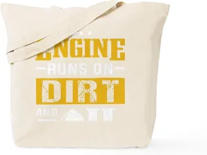 CafePress Dirt Bike My Engine Runs On Dirt & Reusable Natural Beige Canvas Shopping Bag