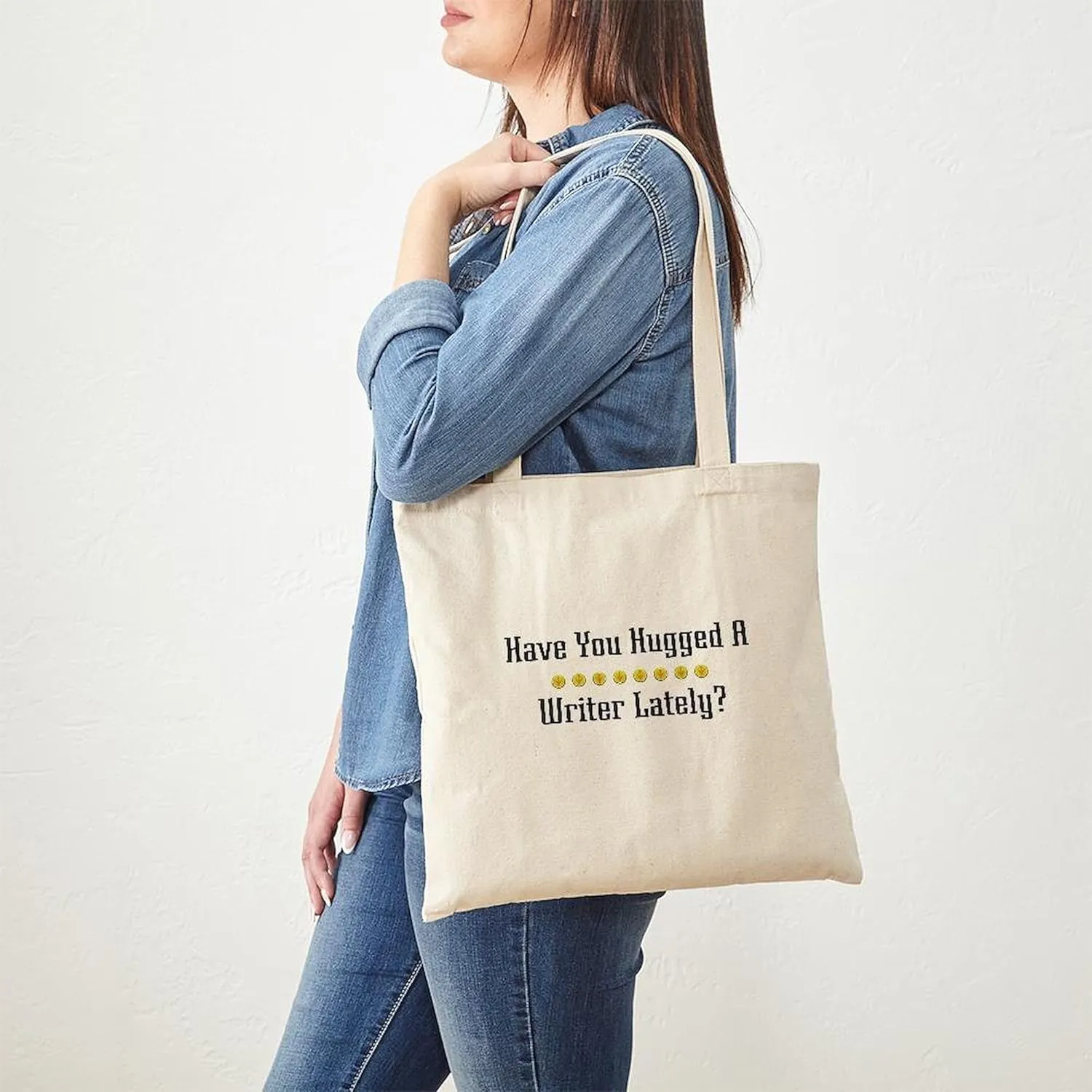 CafePress Hugged Writer Tote Bag Reusable Natural Beige Canvas Shopping Bag