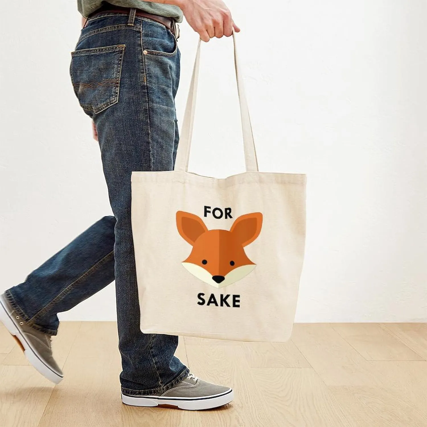 CafePress Oh! For Fox Sake Tote Bag Reusable Natural Beige Canvas Shopping Bag