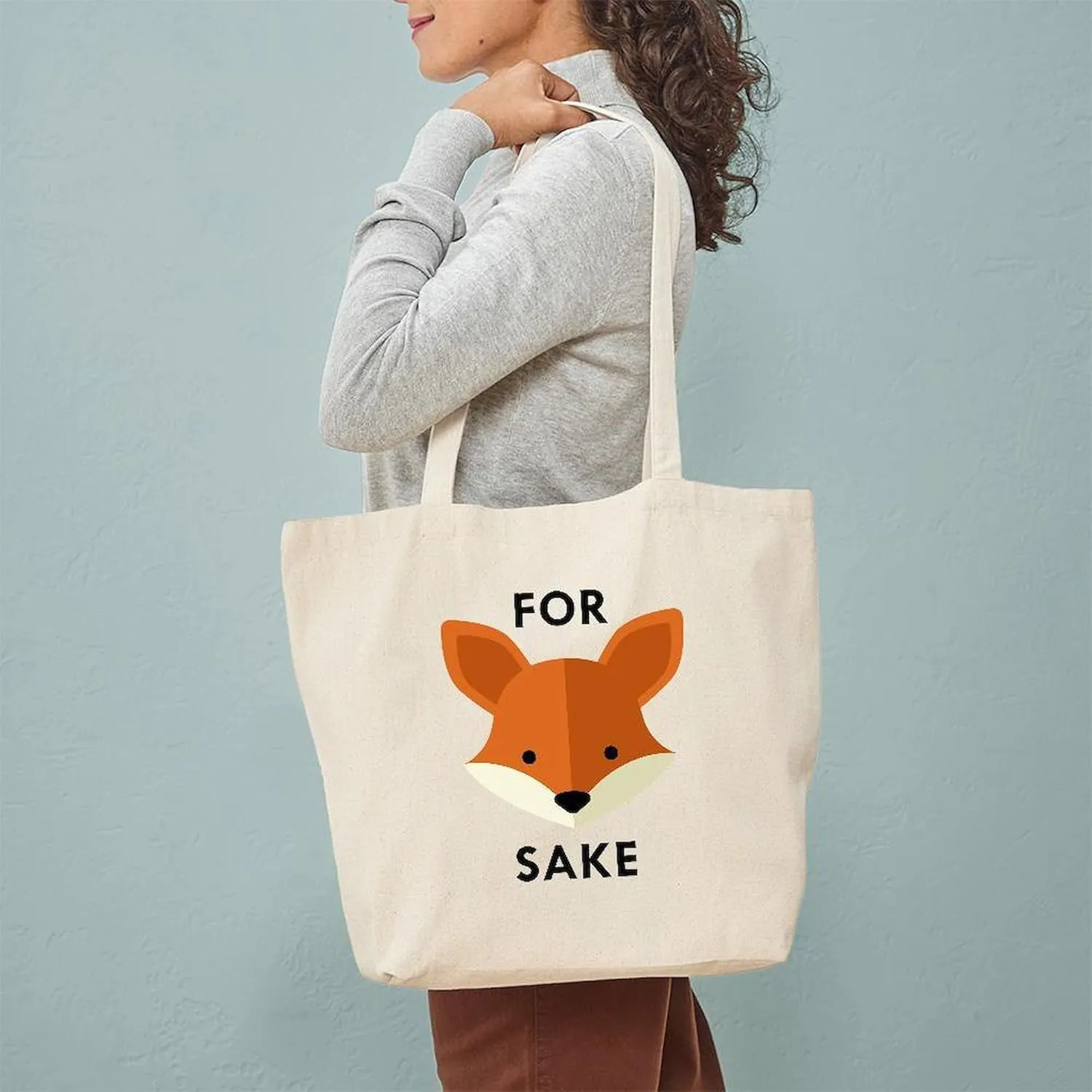 CafePress Oh! For Fox Sake Tote Bag Reusable Natural Beige Canvas Shopping Bag