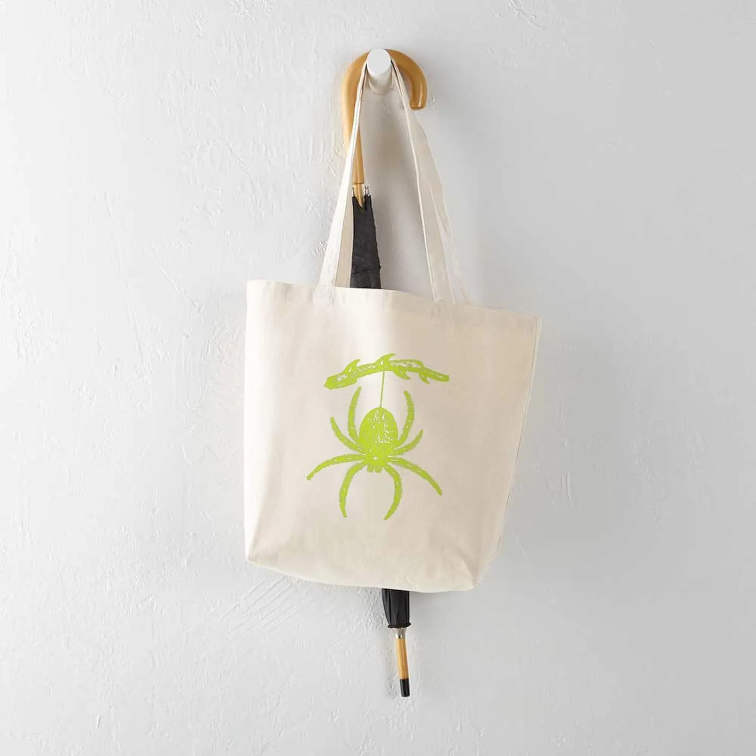 CafePress Poison Green Spider Tote Bag Reusable Natural Beige Canvas Shopping Bag