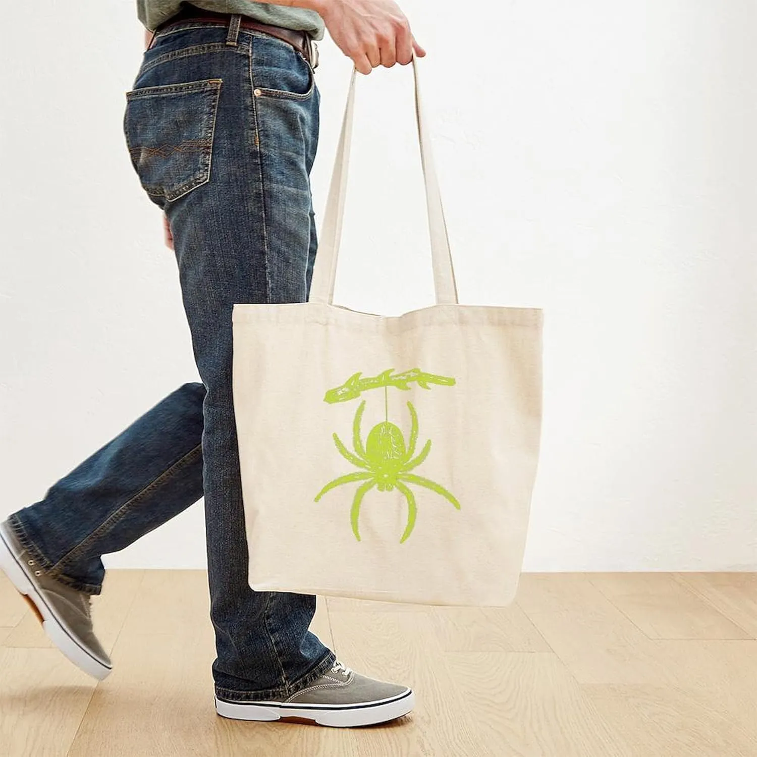 CafePress Poison Green Spider Tote Bag Reusable Natural Beige Canvas Shopping Bag