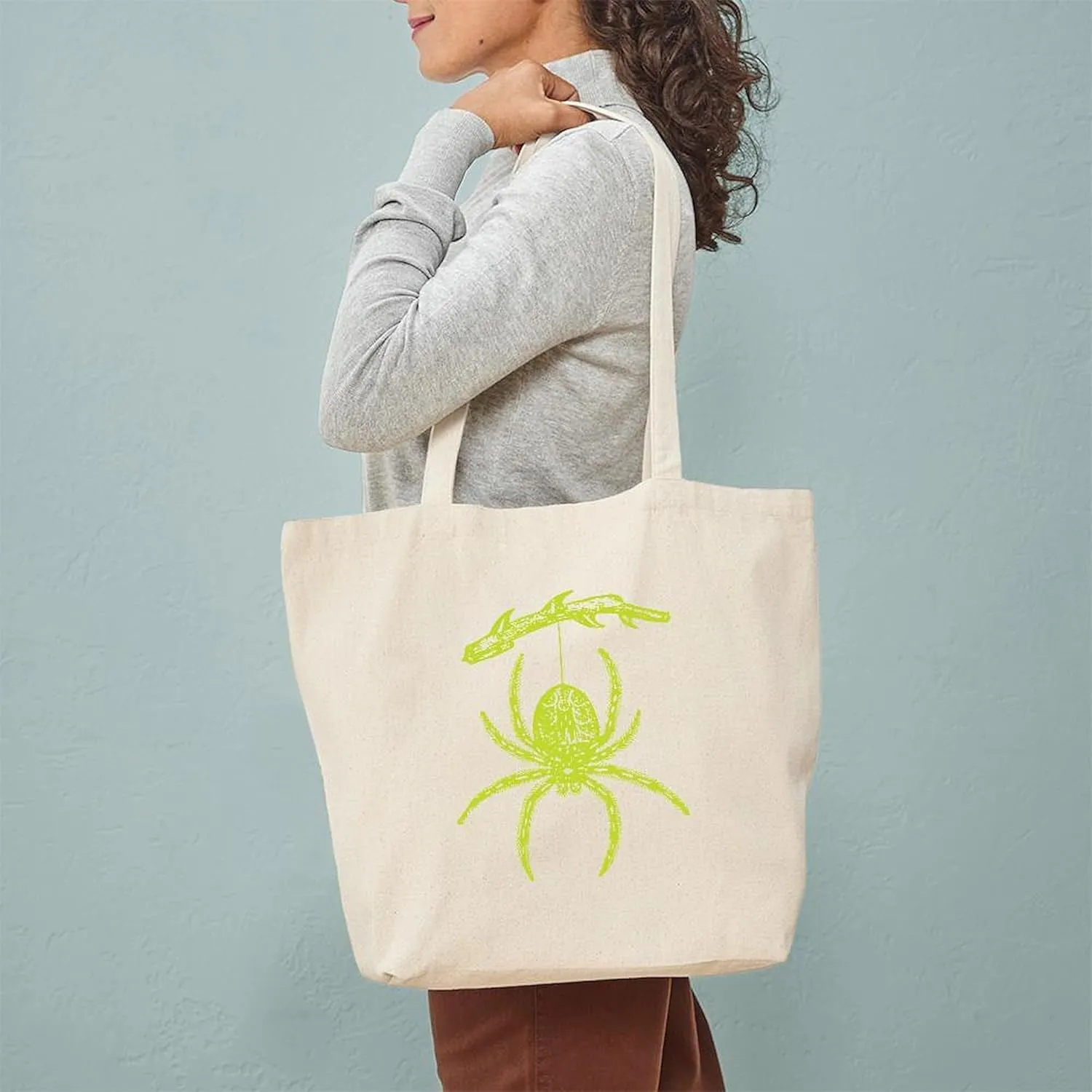 CafePress Poison Green Spider Tote Bag Reusable Natural Beige Canvas Shopping Bag