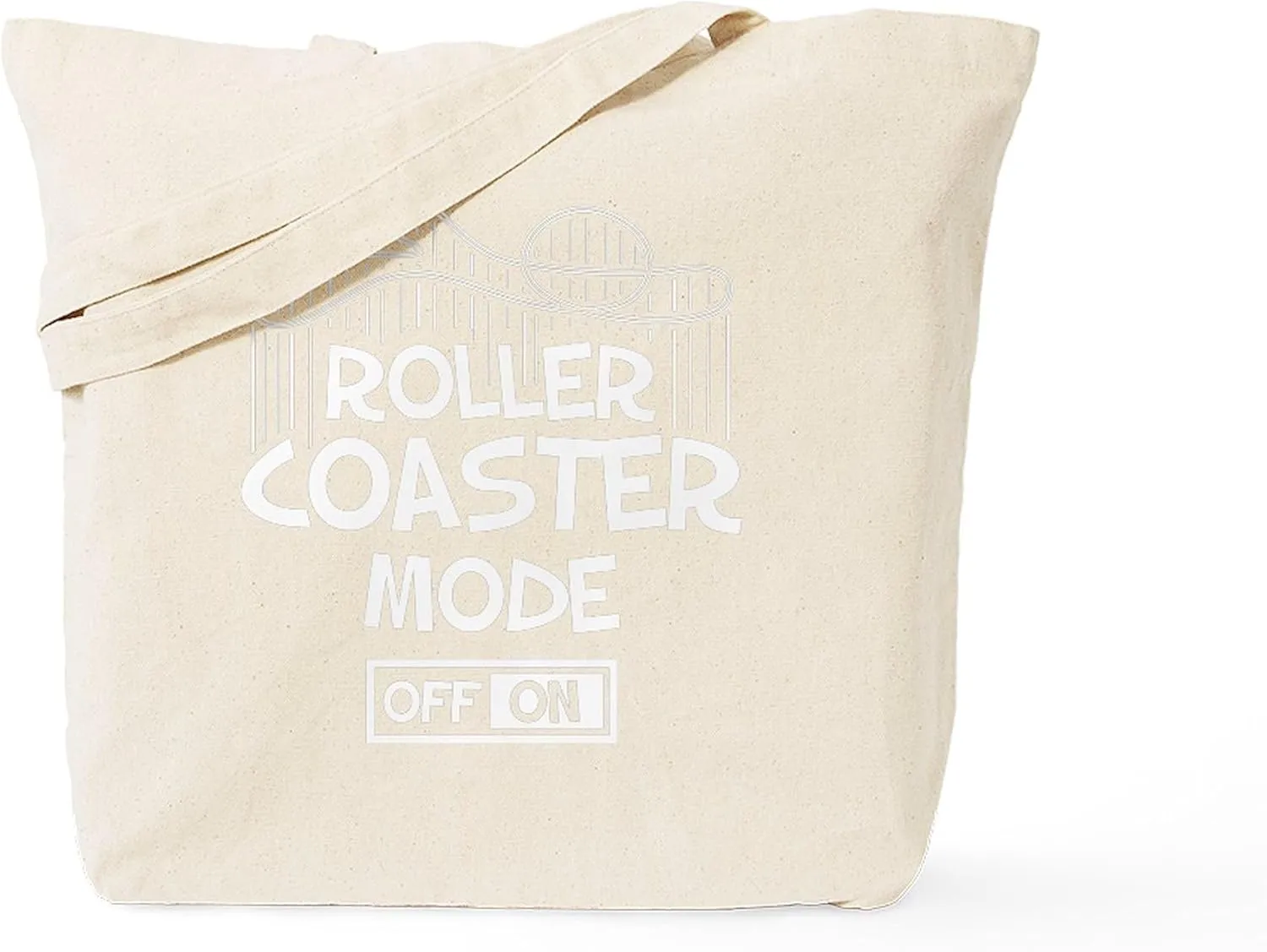 CafePress Roller Coaster Mode On Off Theme Park Rid Tote Bag Reusable Natural Beige Canvas Shopping Bag