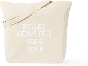 CafePress Roller Coaster Mode On Off Theme Park Rid Tote Bag Reusable Natural Beige Canvas Shopping Bag
