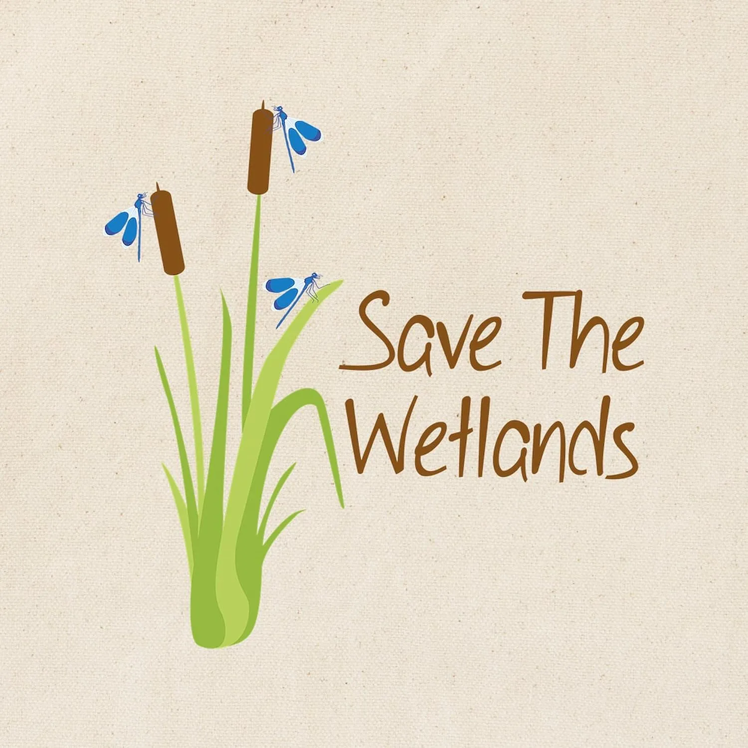 CafePress Save The Wetlands Tote Bag Reusable Natural Beige Canvas Shopping Bag