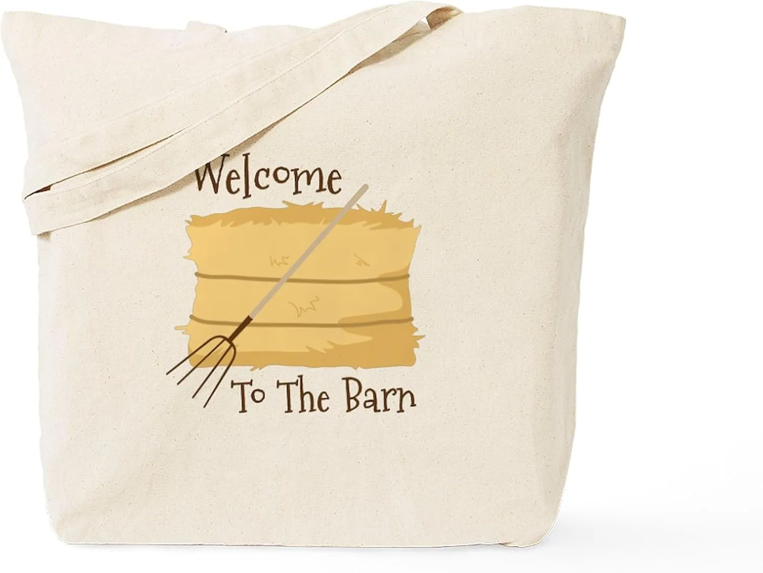 CafePress Welcome To The Barn Tote Bag Reusable Natural Beige Canvas Shopping Bag