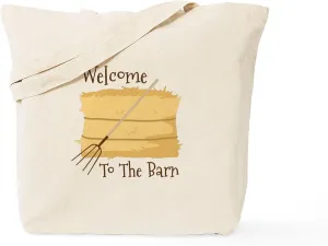 CafePress Welcome To The Barn Tote Bag Reusable Natural Beige Canvas Shopping Bag