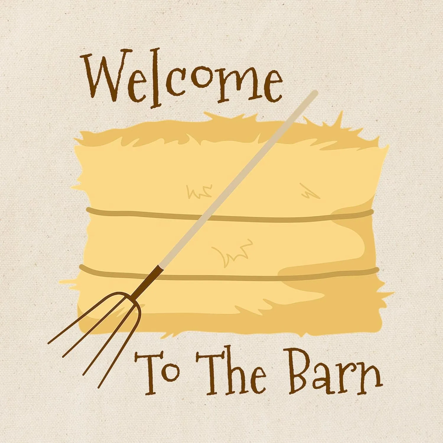 CafePress Welcome To The Barn Tote Bag Reusable Natural Beige Canvas Shopping Bag