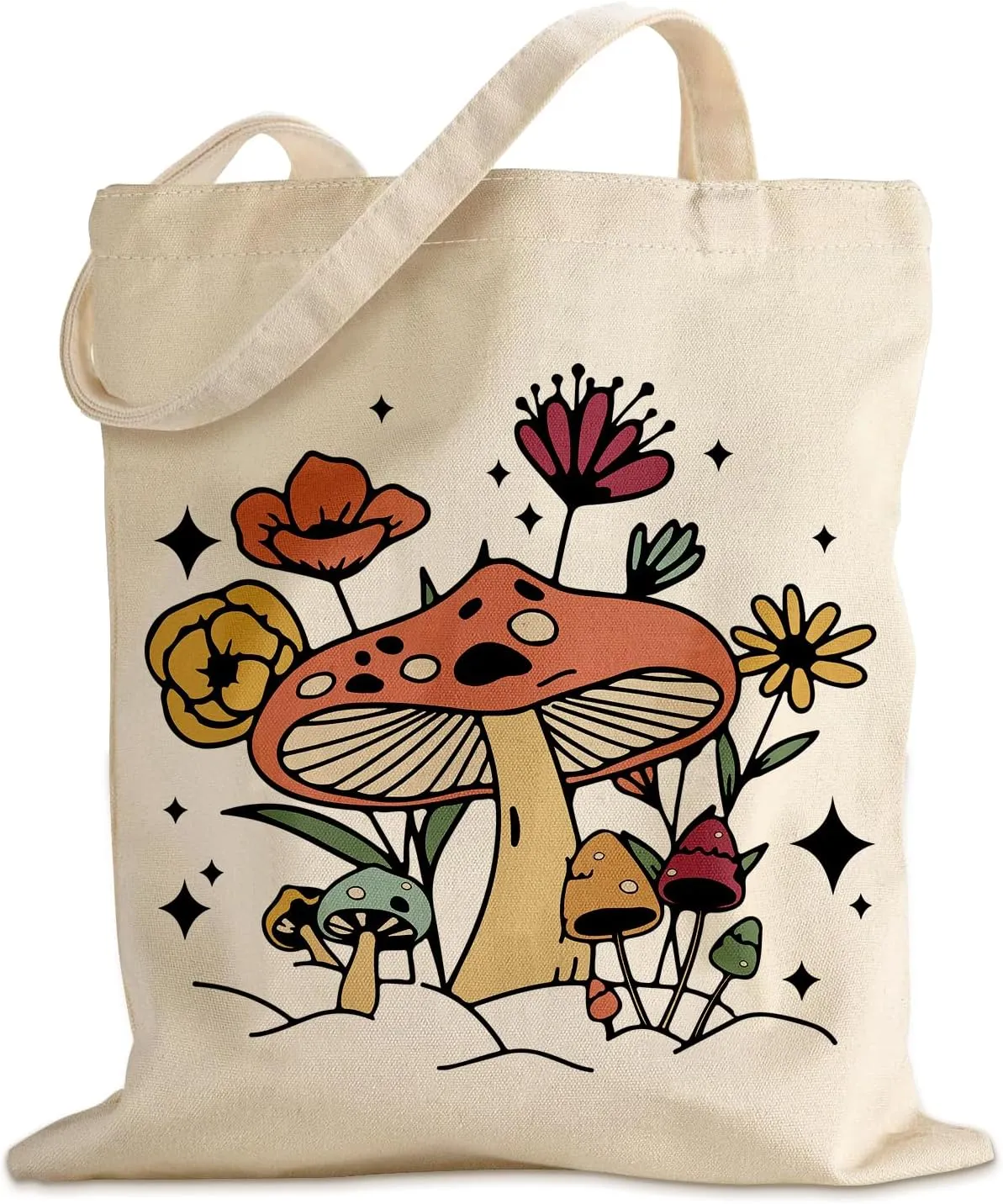 Canvas Book Tote Bag with Inner Zipper for Adults, Birthday Gift for Book Lovers
