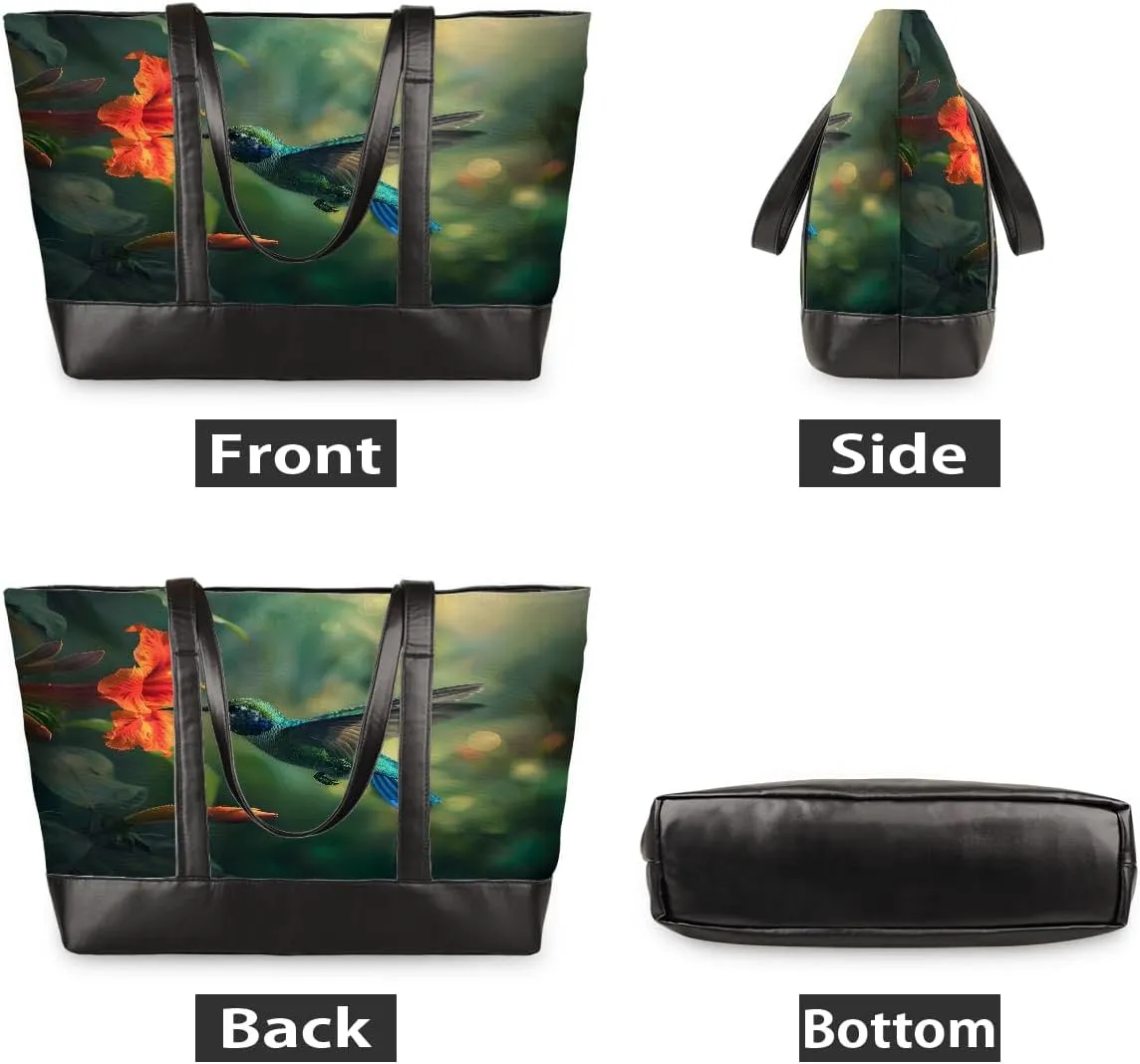 Canvas Laptop Tote Bag for Women Animal Swan Love Heart 15.6 Inch Large Capacity Computer Bag