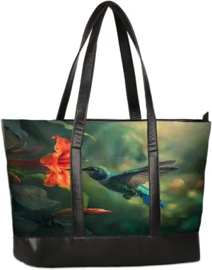 Canvas Laptop Tote Bag for Women Animal Swan Love Heart 15.6 Inch Large Capacity Computer Bag