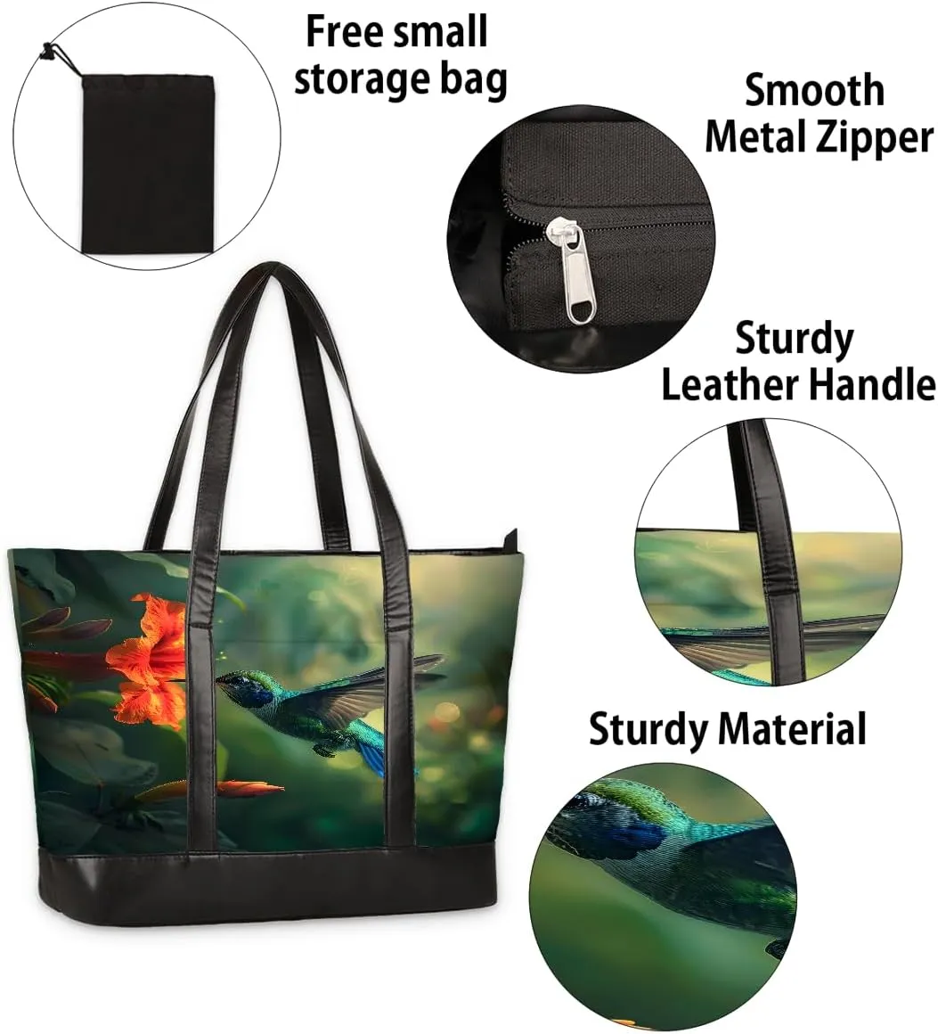 Canvas Laptop Tote Bag for Women Animal Swan Love Heart 15.6 Inch Large Capacity Computer Bag