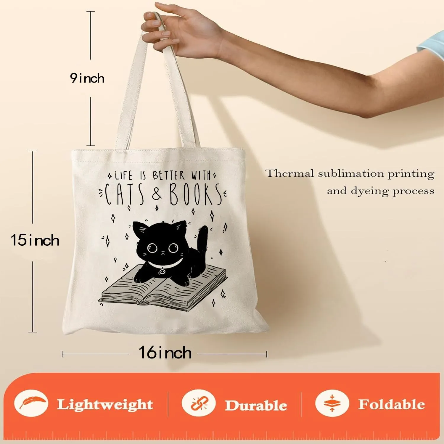 Canvas Tote Bag, Aesthetic Gifts for Women Book Shoulder Tote Bag Reusable Grocery Tote Bags with Pocket