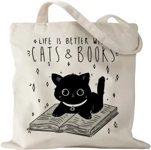 Canvas Tote Bag, Aesthetic Gifts for Women Book Shoulder Tote Bag Reusable Grocery Tote Bags with Pocket
