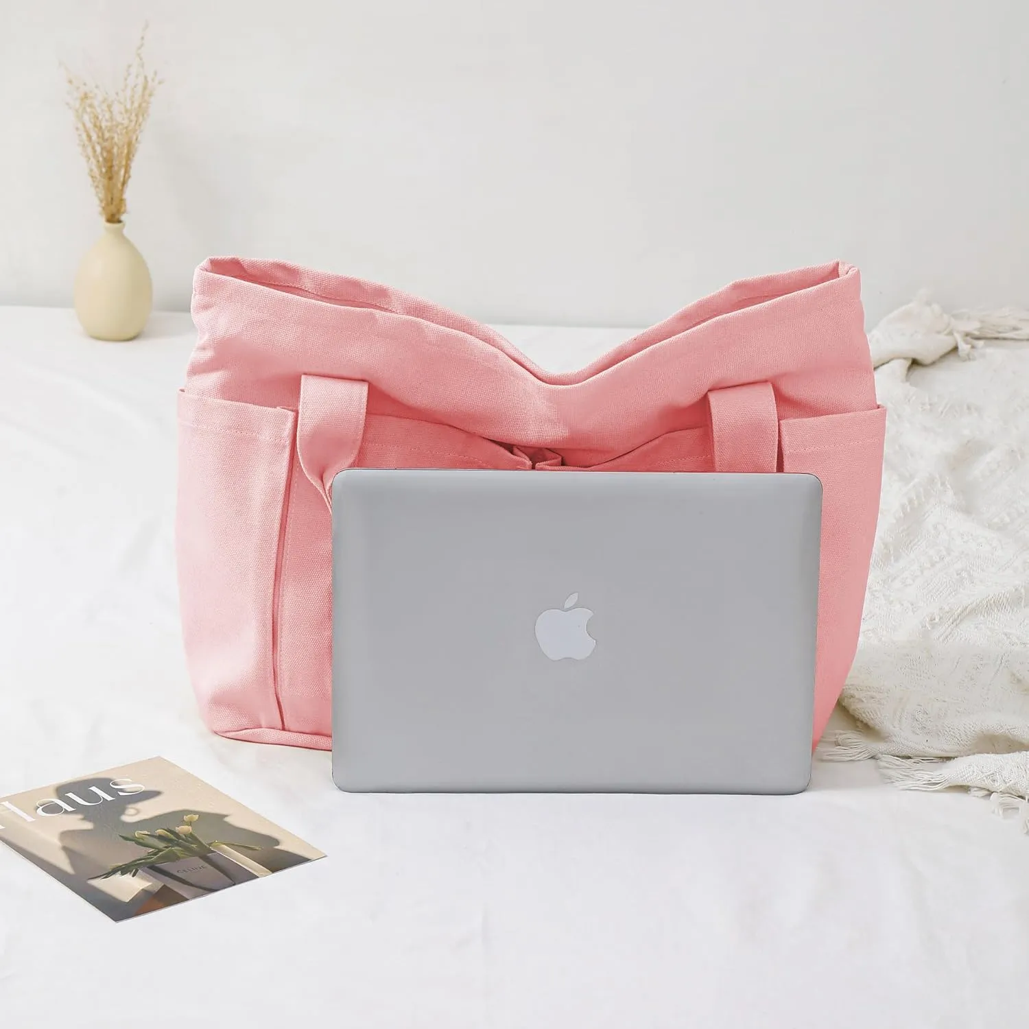 Canvas Tote Bag For Women With Pockets For Shopping Traveling Daily Commuting Beach Leisure And Fitness
