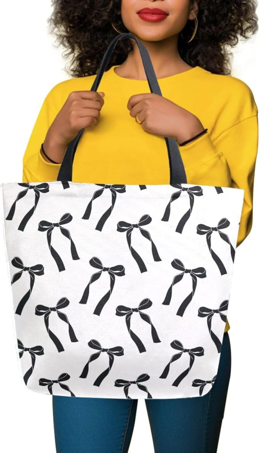 Canvas Tote Bag for Women with Zipper Pocket Reusable Grocery Shopping Bags Large Travel Shoulder Bag Handbag Bags