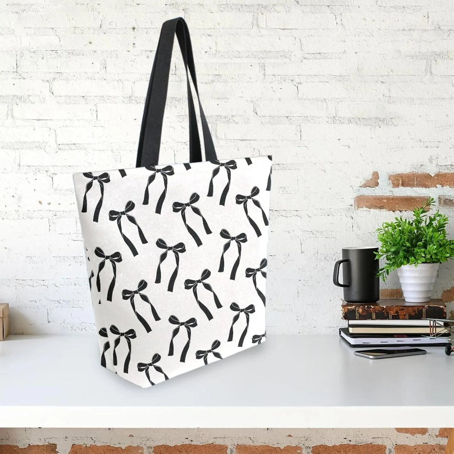 Canvas Tote Bag for Women with Zipper Pocket Reusable Grocery Shopping Bags Large Travel Shoulder Bag Handbag Bags