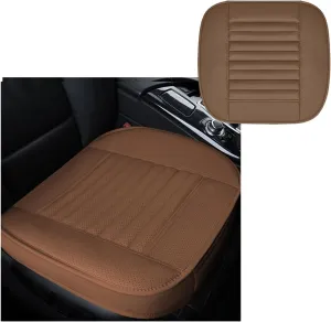 Car Front Bottom Seat Cover, PU Leather Full Wrap Bottom Seat Cushion with Storage Bag, Front Car Bottom Seat Pad Fits for 95% Vehicle, Universal Interior Car Accessories (Coffee)