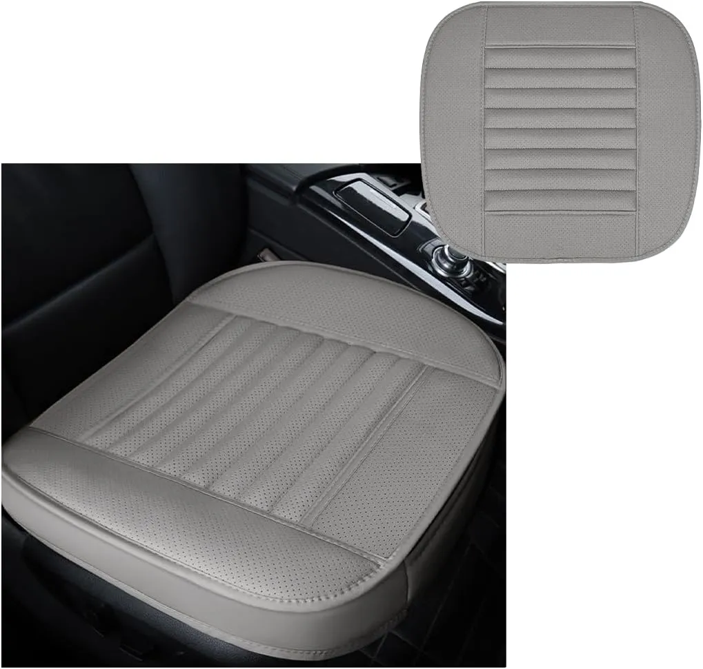Car Front Bottom Seat Cover, PU Leather Full Wrap Bottom Seat Cushion with Storage Bag, Front Car Bottom Seat Pad Fits for 95% Vehicle, Universal Interior Car Accessories (Gray)