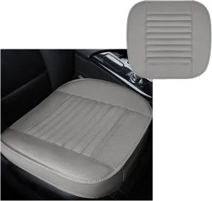 Car Front Bottom Seat Cover, PU Leather Full Wrap Bottom Seat Cushion with Storage Bag, Front Car Bottom Seat Pad Fits for 95% Vehicle, Universal Interior Car Accessories (Gray)